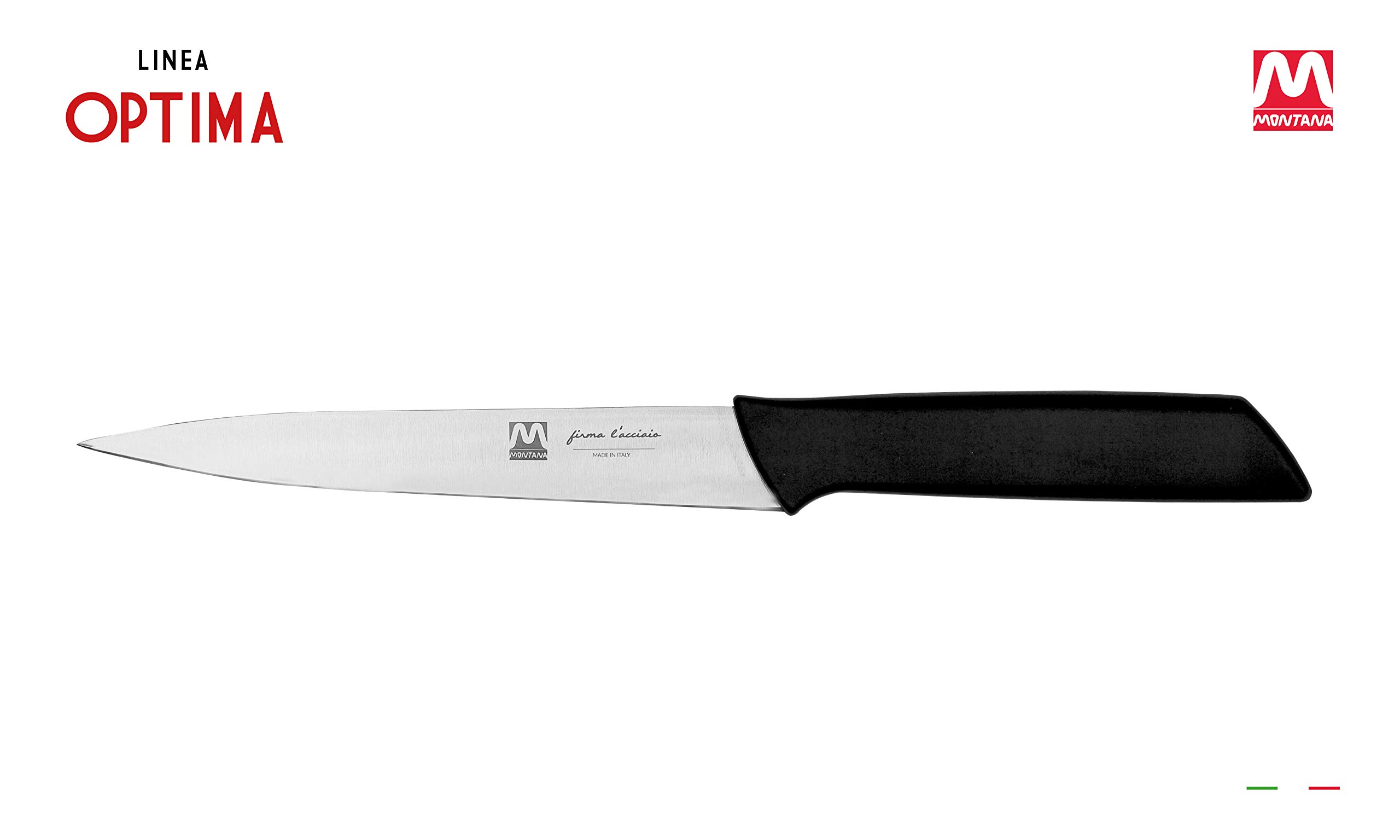 Montana Optima Coltello da Cucina per Sfilettare Pesce, Coltello Cucina con Lama Flessibile in Acciaio Inox all'Azoto 18 cm e Manico Ergonomico, Coltelli da Cucina Professionali Made in Italy