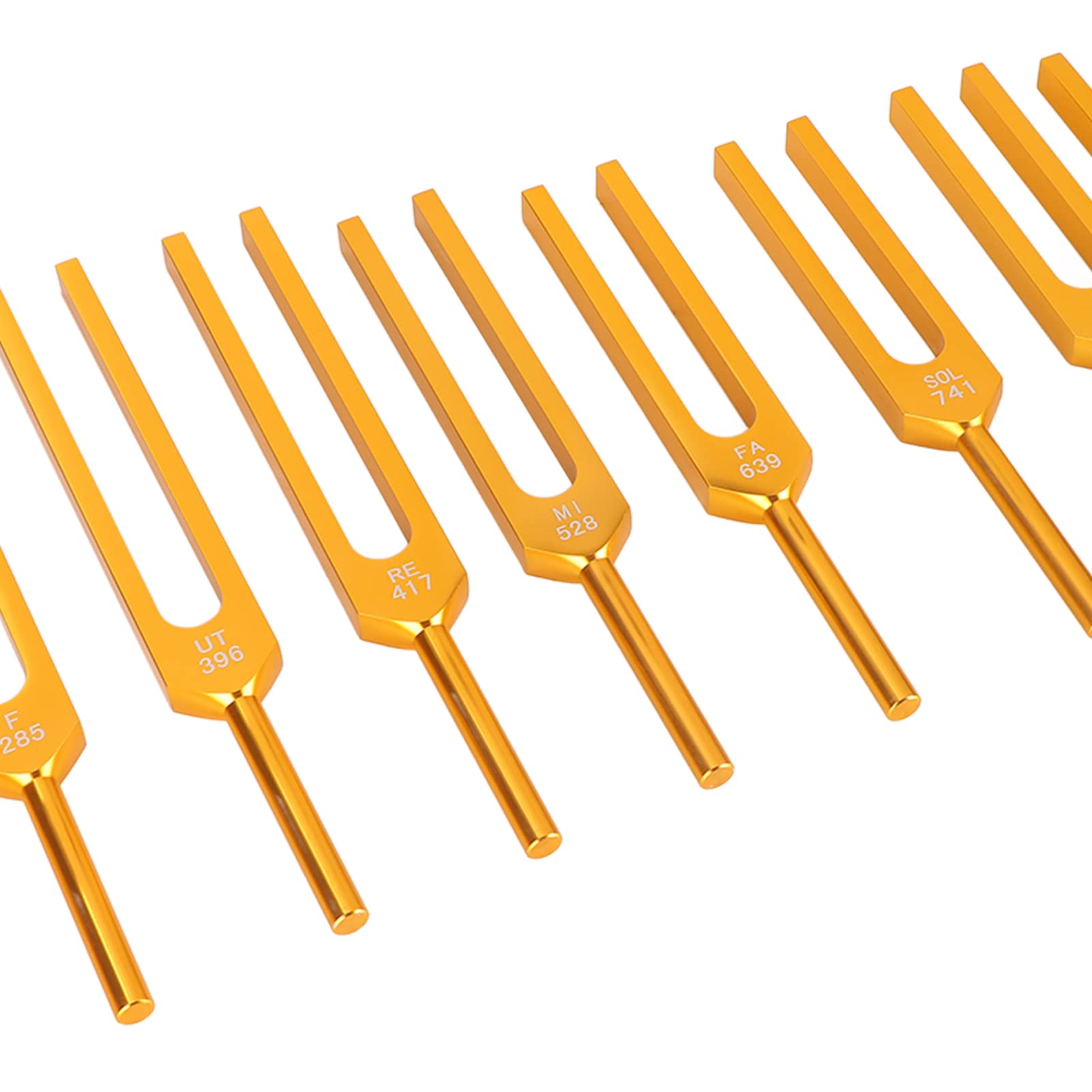 Stimmgabel Set, 9PCS Tuning Fork, 174 Hz/ 285 Hz/ 396 Hz/ 417 Hz/ 528 Hz/639 Hz/ 741 Hz/ 852 Hz/ 963 Hz, Resonanz Stimmgabel aus Aluminiumlegierung Stimmgabel Vibrationsinstrument