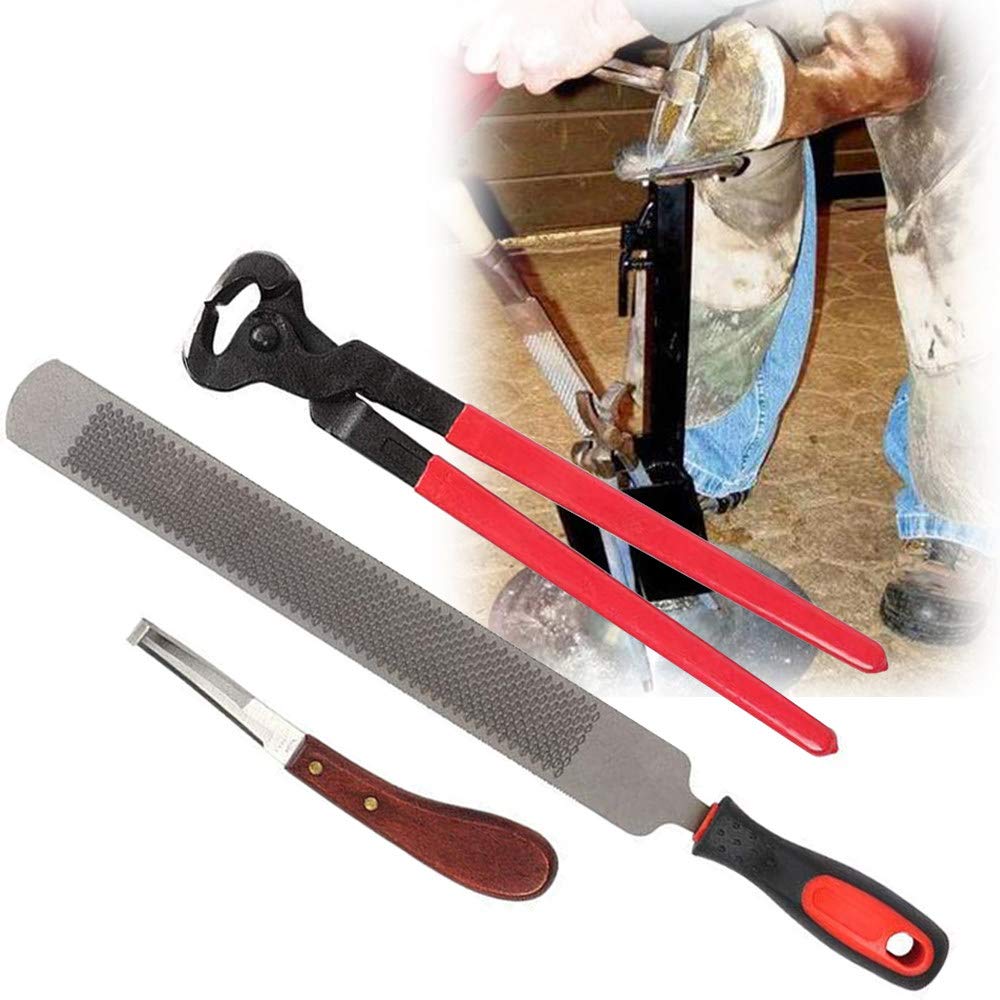 Juego de herramientas para recortar cascos de herrador de caballos Juego de herramientas profesionales para recortar cascos de caballos con cizallas de metal para caballos equinos y cortador de pezu