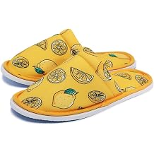 Unisex Yellow Lemon Pattern Soft Base Home Slippers