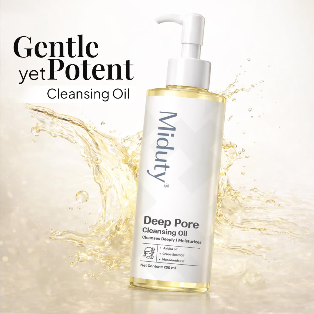 Miduty Deep Pore Cleansing Oil Non Comedogenic | Gentle Cleanser For All Skin Type - Unclogs Pores | Double Cleansing for Waterproof Makeup, Sunscreen & Dirt - 200ml 3