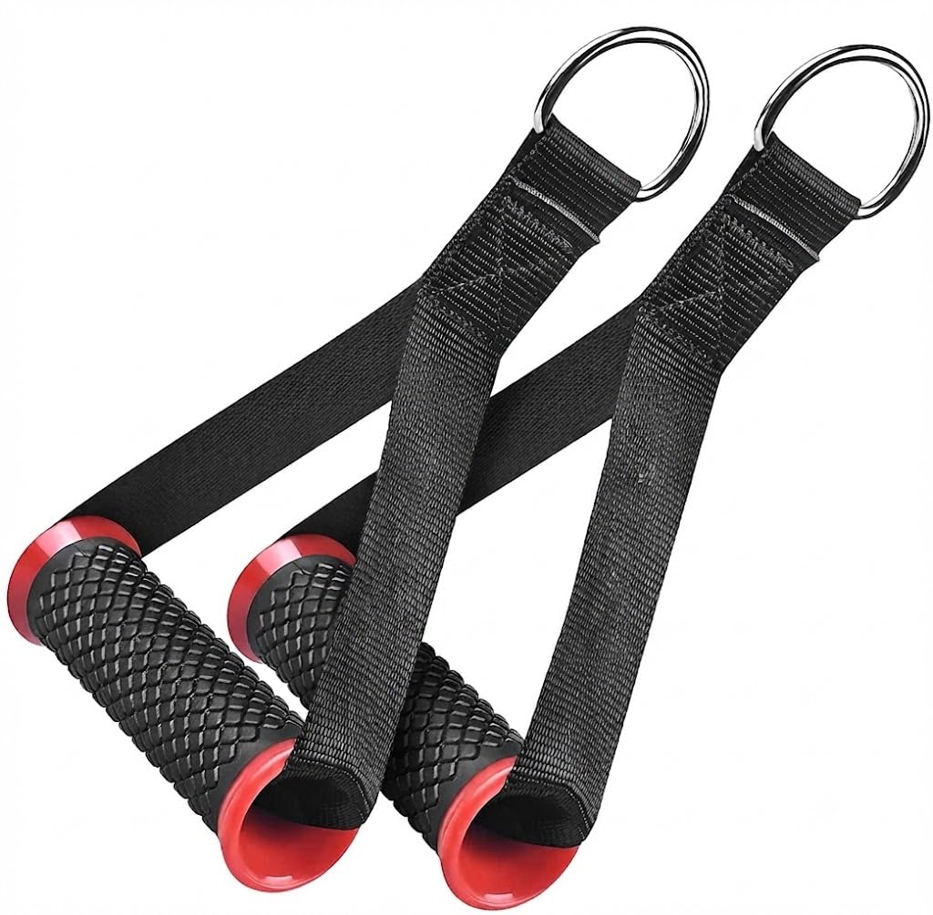 heavy duty nylon d handle cable attachment stirrup handles for gym, pulley machine & resistance bands (pair of 2 pcs)