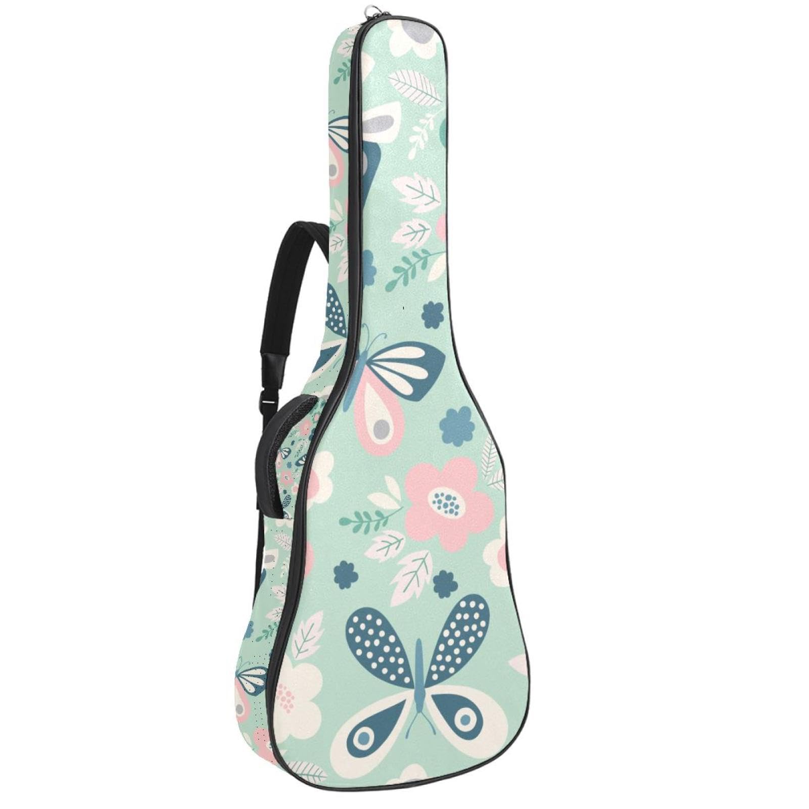 Torba na gitarę akustyczną wodoodporny plecak na gitarę grubo miękki wyściełany motyl klasyczna obudowa na gitarę, wielobarwny, 42.9x16.9x4.7 in, Organizer do torby