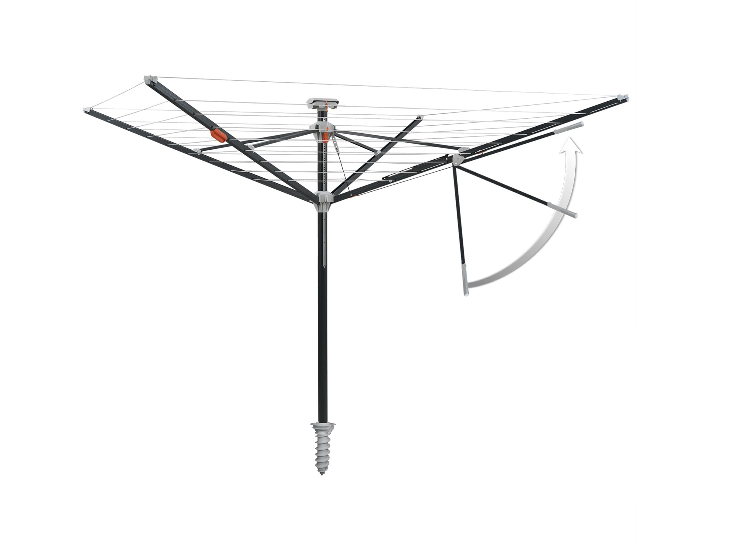 JUWEL 30319 Wäschespinne Futura Elegant XXL Lift für 5-6 Waschmaschinenladungen, Wäscheschirm mit Schutzhülle und Bodenhülse, 218 x 16 x 16 cm