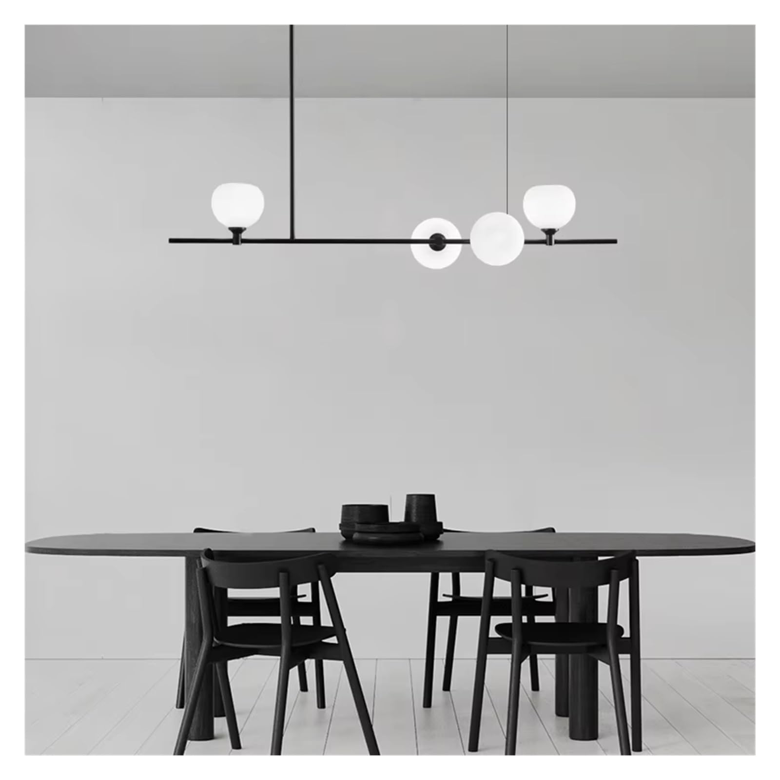 Olskfuh Cold White Nordic Long Line Copper Led Chandelier Glass Ball Living Dining Room Hallway Hanging Light,-L100cm