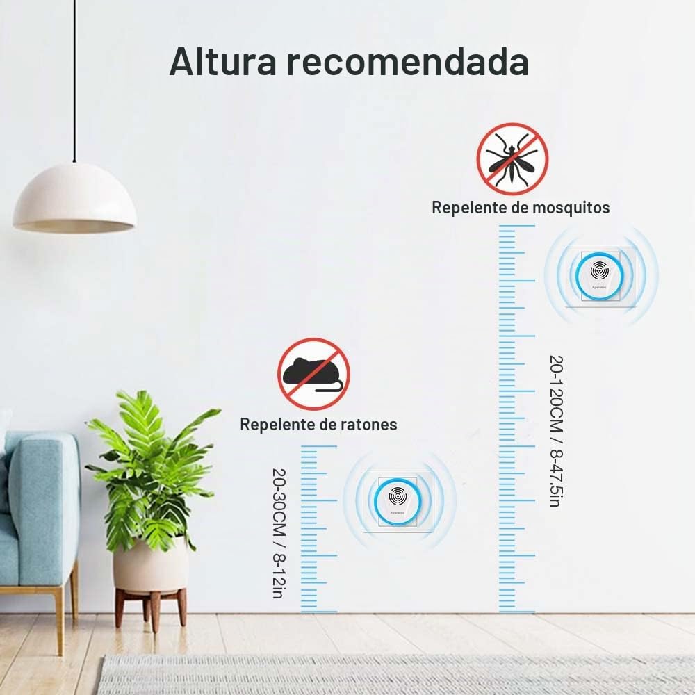 Repelente Ultrasónico de Plagas, 6 Paquetes Electrónico Repelente Mosquitos Control de Plagas, Repelente Ultrasónico Anti Mosquitos para Interiores, Insectos, Moscas, Cucarachas, Arañas, Roedores