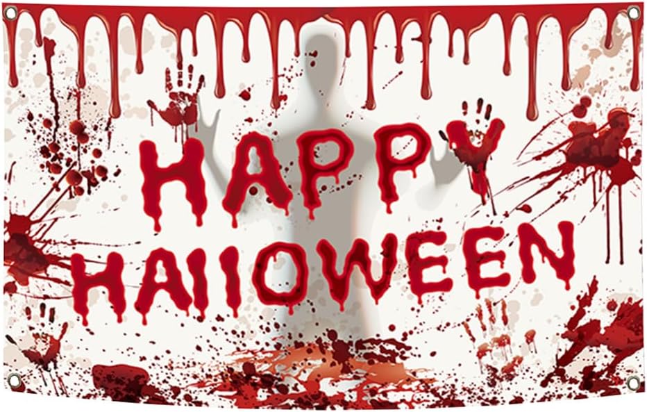 Telón de fondo de Feliz Halloween, 70.87 x 43.31 pulgadas, decoración de fiesta aterradora, suministros de decoración para patio, interior y