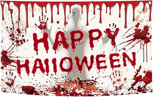 Telón de fondo de Feliz Halloween, 70.87 x 43.31 pulgadas, decoración de fiesta aterradora, suministros de decoración para patio, interior y