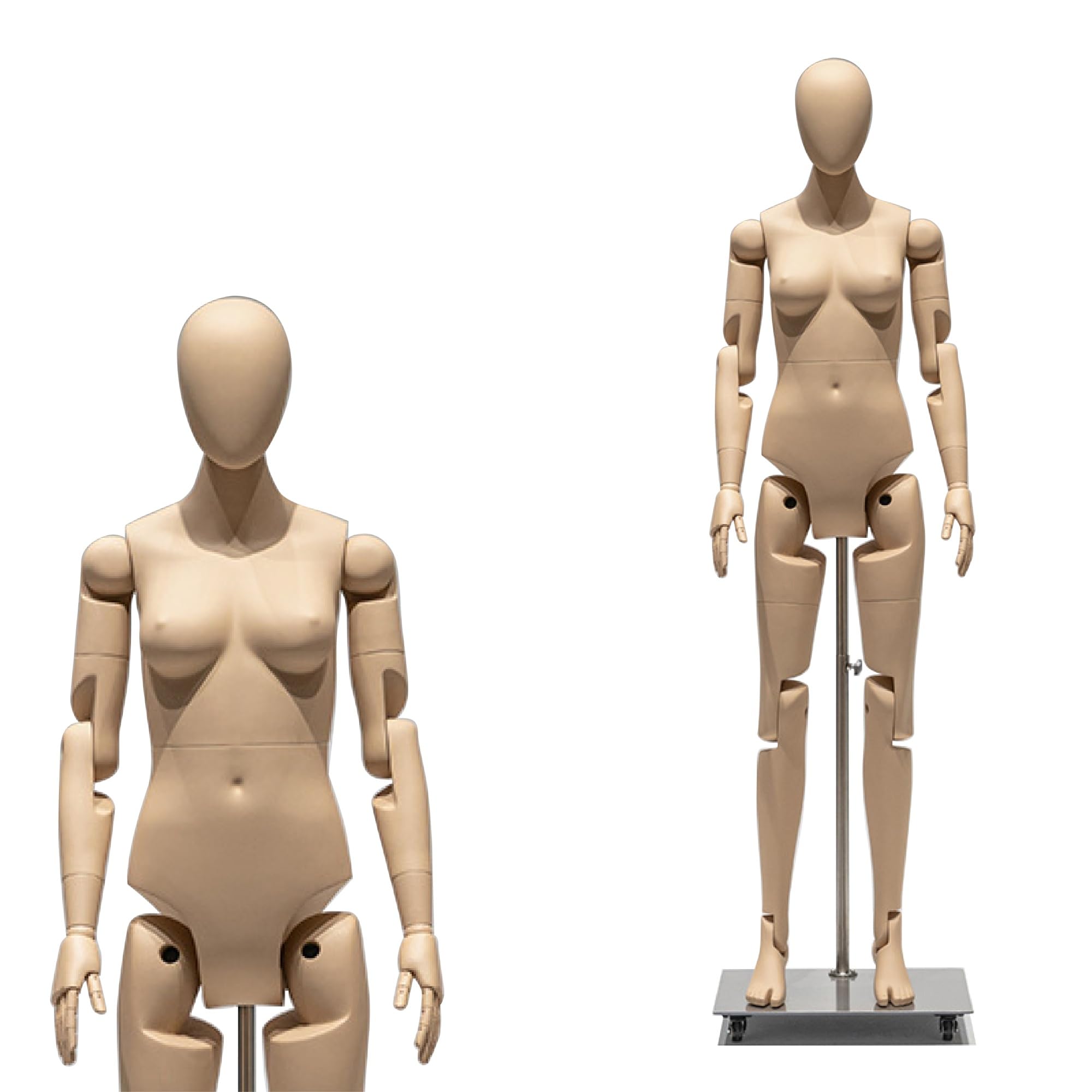 Jxjarnet Full Body Articulated Mannequin, Posable Robot Style Dress Form with Flexible Joints for Sports and Activewear Display(Nude,Faceless Adult Female)