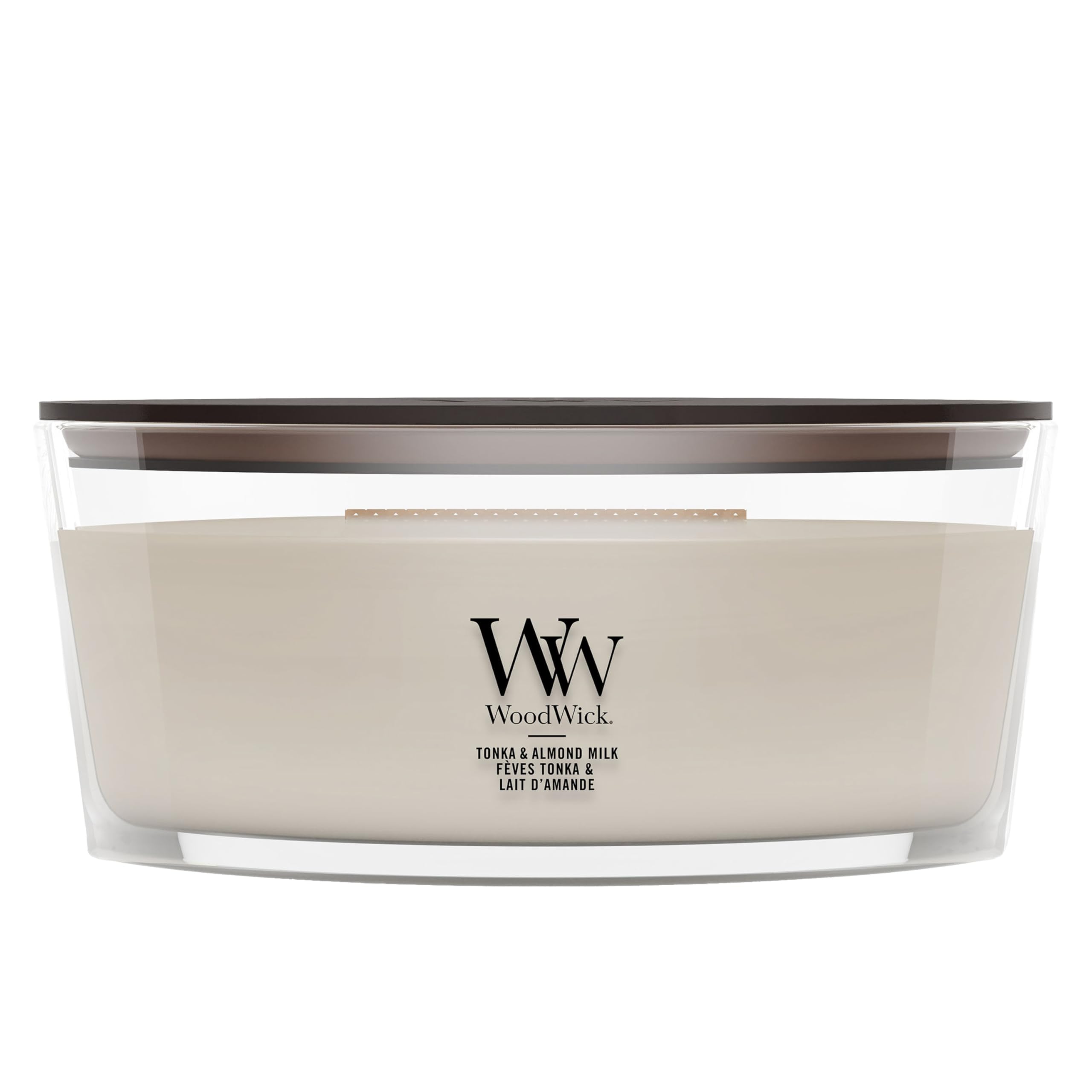 WoodWick | Świeca Elipse | Tonka & Mleko migdałowe | Świetny prezent dla kobiet