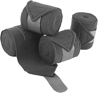 Baoblaze 4 Pièces Bandes de pour Chevaux Guêtres de Soutien Bandages de Repos et Protection des Tendons en Tissu Polaire Doux Adaptées pour L'Entraînement