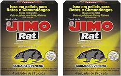 Kit com 2 Jimo Rat Raticida Iscas para Ratos e Camundongos 4X25g Mata Rato Camundongo