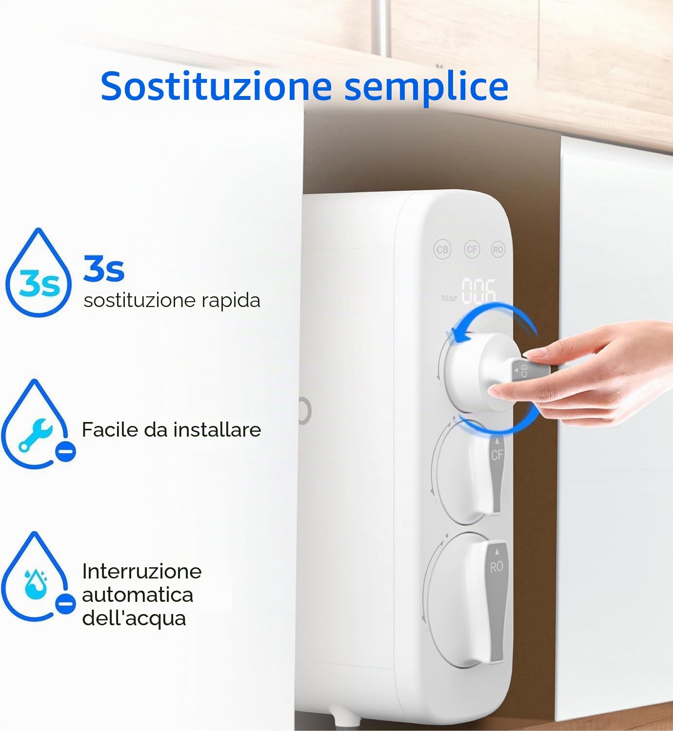 Waterdrop Filtro di Ricambio G3 per Sistema ad Osmosi Inversa 400GPD - Set con CF, CB e RO
