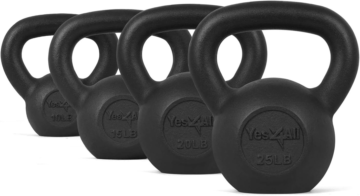 Yes4All Combo Cast Iron Kettlebell Weight Sets – Great for Full Body Workout and Strength Training – Kettlebells 10 15 lbs (Black) : Kettlebell Weights : Sports & Outdoors