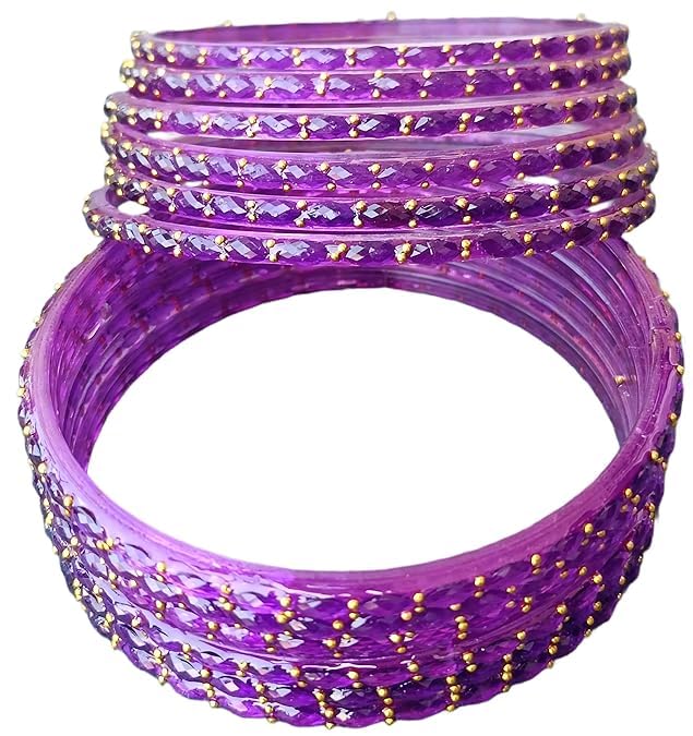 Image of JPS 16 Pcs Trendy Stylish Glass & Kashmiri Ghungroo Bangles Set for Women & Girls | Gold-Plated Traditional Festive Wedding Party Jewellery Chudi Set (12 Glass + 4 Metal)