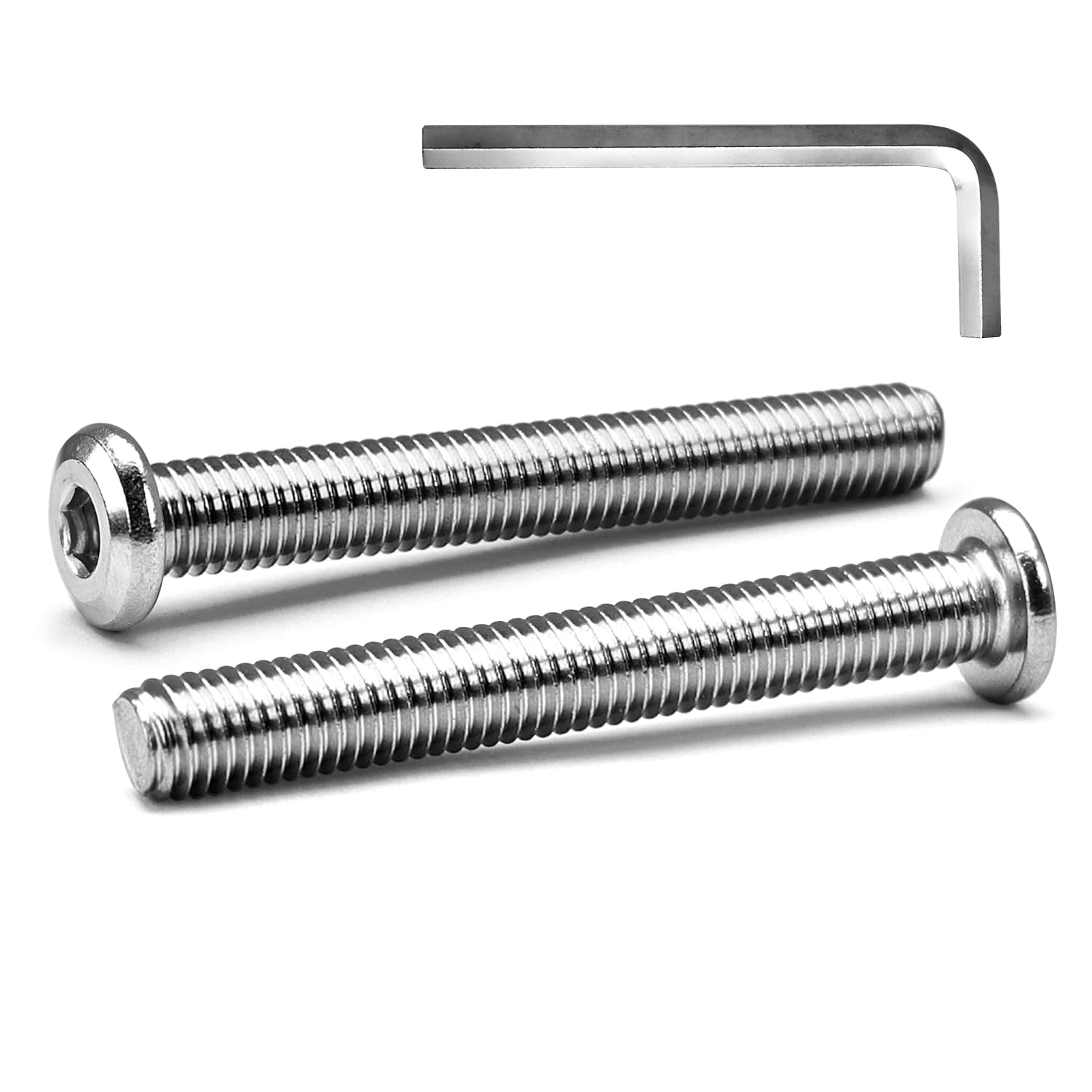 MINHER M8 x 60mm 10Pcs Flat Head Hex Socket Cap Screws Bolts, Furniture Bolts, 304 Stainless Steel 18-8, Full Thread (with Hex Spanner)