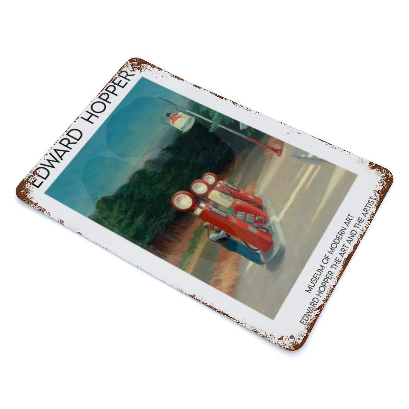 Edward Hopper Gas 1940 Vintage Metal Tin Sign 11.8"x7.9", Ideal for Patio, Garden Room And Bar Decor
