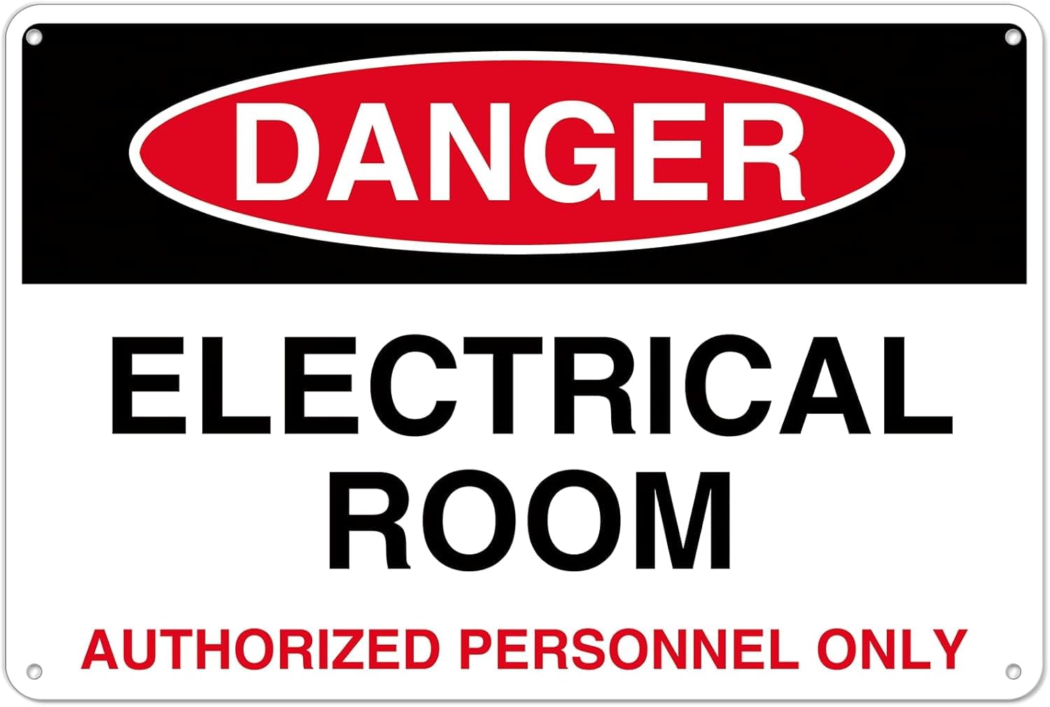 Electrical Room - Authorized Personnel Only Rust-Free Aluminum Warning Sign - Weather Resistant, Waterproof, Easy to Mount for Factory, Office Bldg, Hotel, Indoor/Outdoor 8x12 inch​