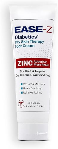 EASE-Z Crema para pies diabéticos. Ingredientes clínicamente probados y zinc que alivian los pies y las manos secos, agrietados y callosos. Alivia