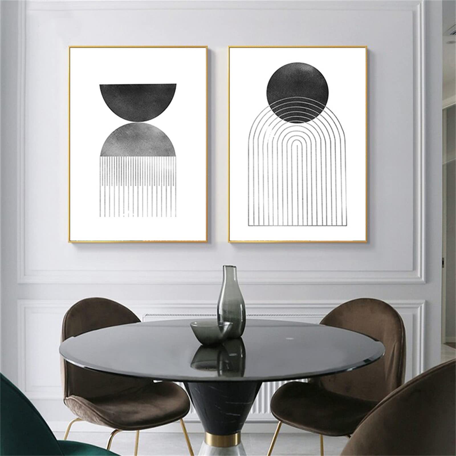 Set Mit 3 Botanischen Leinwandbildern – Minimalistisch, Schwarz-weiß, 40x60 Cm, Gerahmt & Fertig Zum Aufhängen