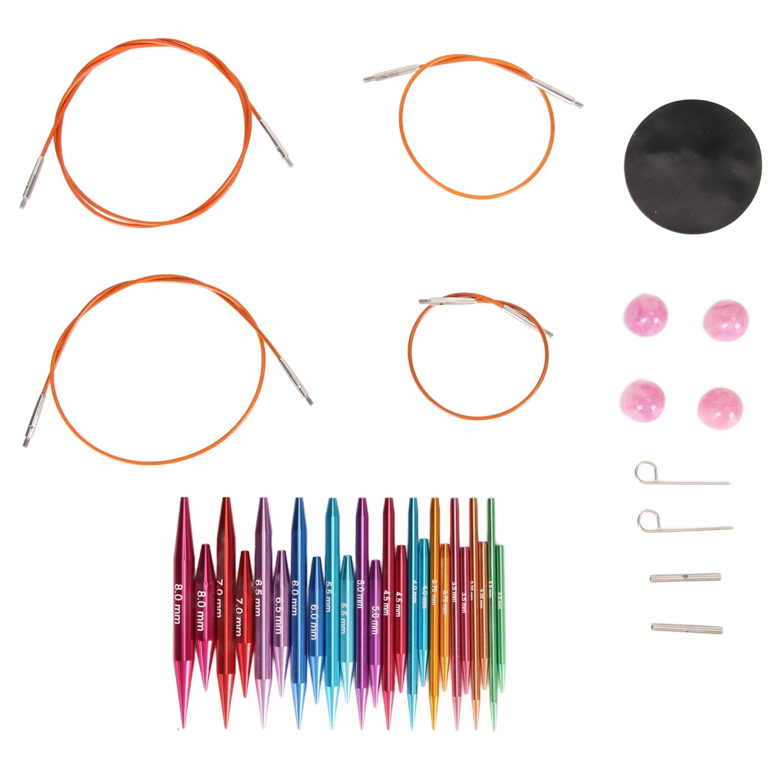 Juego de Agujas de Tejer Circulares de 3 a 8 Mm, Intercambiables, Colores Variados, Livianas y Duraderas, Bolsa de Almacenamiento para Manualidades