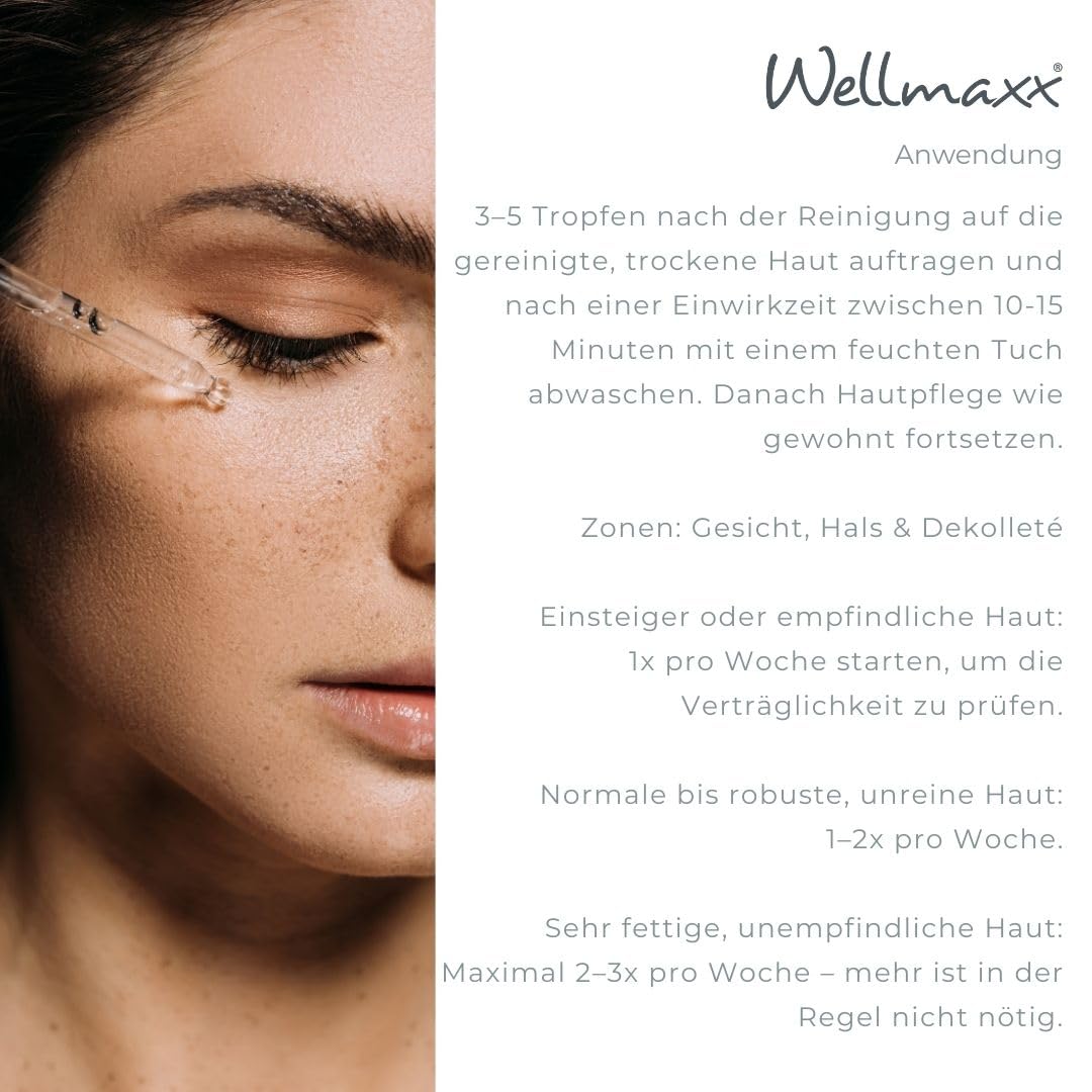 WELLMAXX® skineffect BHA Peeling, Sanftes Peeling + Salicylsäure, porentiefe Reinigung, strahlende Haut, sanfte Zellerneuerung, alle Hauttypen, mild, parfümfrei, Pipette,30 ml
