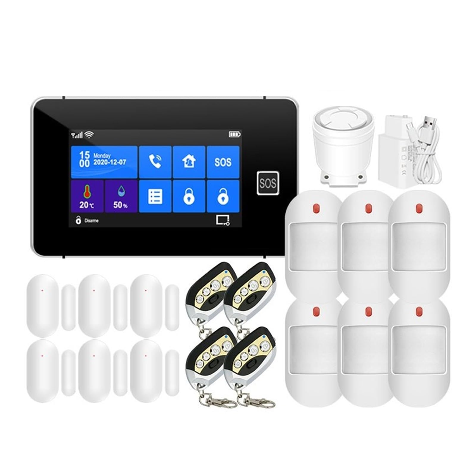 Système d'alarme WiFi GSM sans fil avec clavier tactile et capteur connecté pour maison