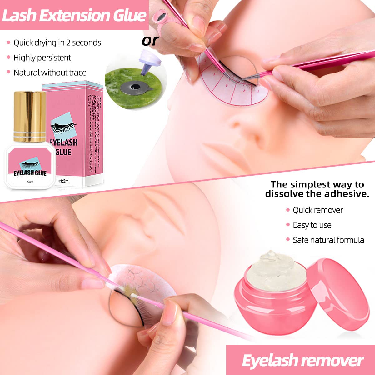 Complete Eyelash Extension Training Kit with Silicone Mannequin Head