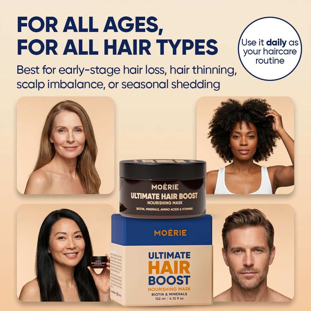 Moerie Mascarilla Hidratante Cabello Mineral Para Crecimiento Y Reparación Capilar – Tratamiento Hidratante Para Cabello Más Largo Y Grueso – Producto Vegano Sin Parabenos Ni Silicona – 100 ml X3