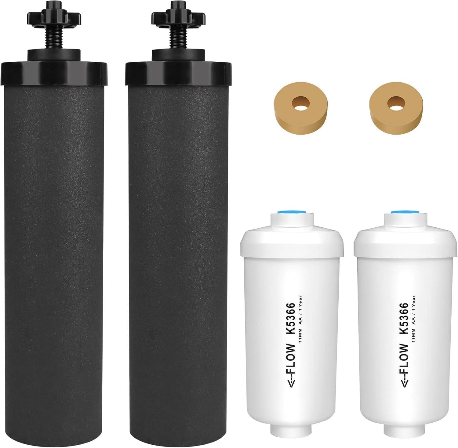 TONKI Gravity Water Filter Replacement for Berkey® BB9-2® Black Filters & PF-2® Fluoride Filters, Compatible with Berkey® Gravity Water Filter System, Combo Pack