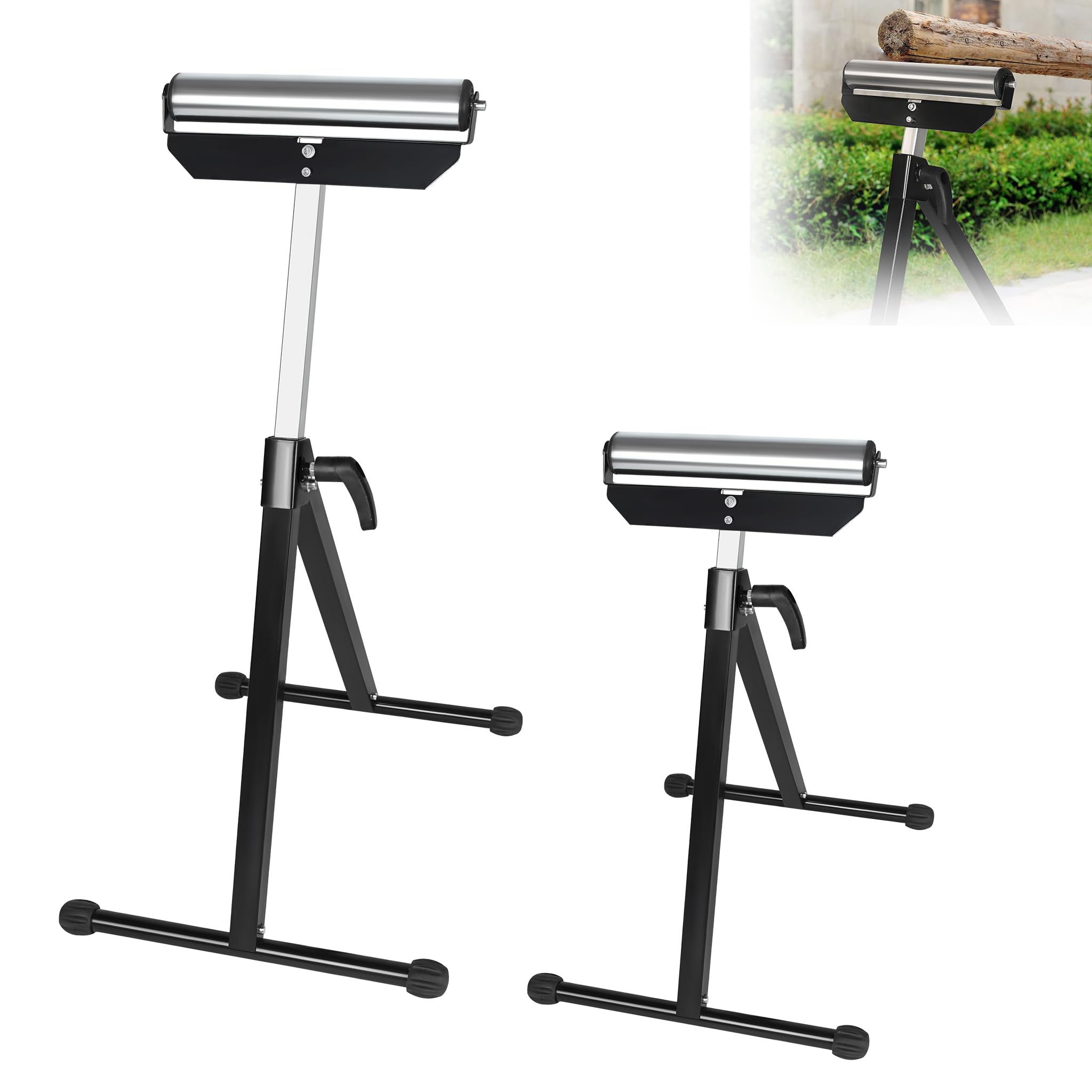 XMTECH Lot de 2 tréteaux à roulettes pliables - Hauteur réglable de 68 à 107 cm - Charge maximale : 60 kg