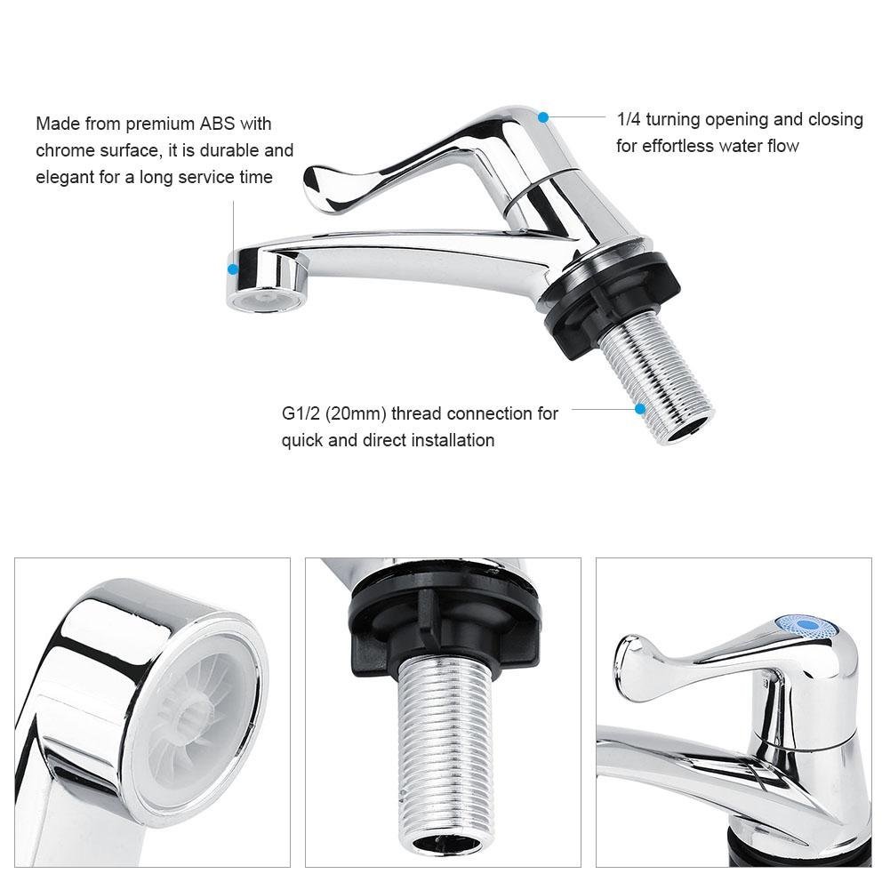 Zerodis Modern ABS Single Cold Faucet Chrome Finish Water Tap Sink Accessories for Home Bathroom Washbasin Kitchen Hand — view 3