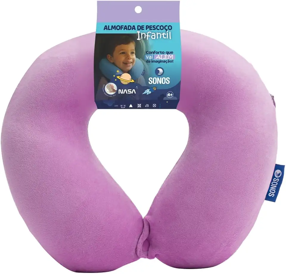 Almofada de Pescoço Sonos Infantil Para Viagem e Descanso (Lilás)