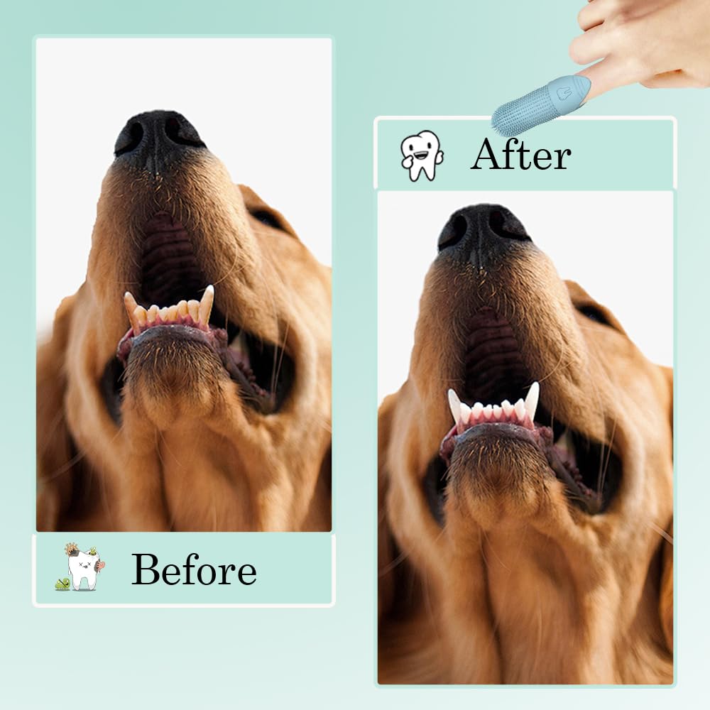2 PCS Dog Finger Toothbrush Silicone Pets Teeth Cleaning Toothbrush 360° Bristles Dog Cat Dental Brushes Kit with Storage Cases for Teeth Cleaning Tartar Removal Fresh Breath and Gum Health - Image 4