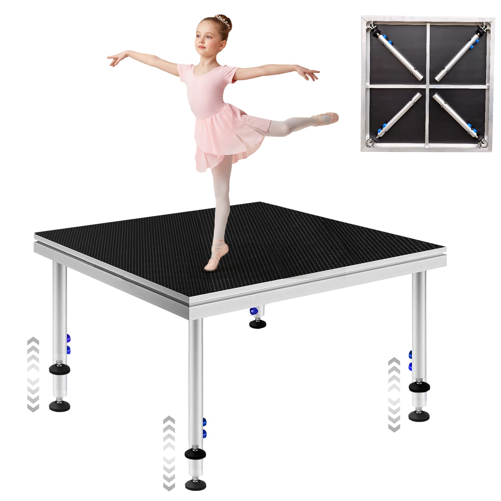 Photo 1 of BOBADDST Portable Stage Platform, Adjustable Height 4ftx4ft, Modular System