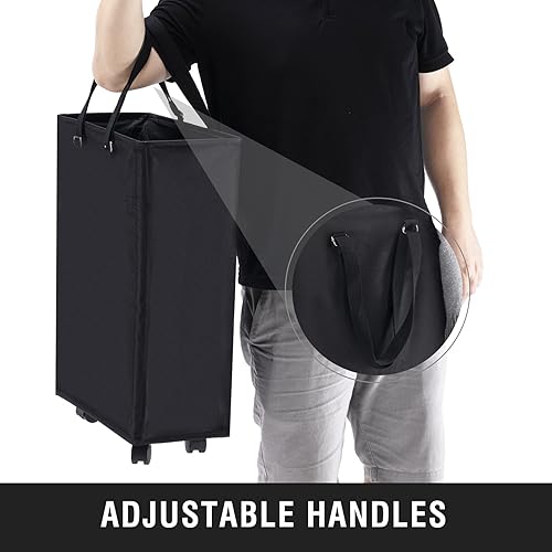 Miniatura 5 de Cesta de Lavandería Rodante Delgada, Cesto de Ropa Delgado con Ruedas y Asas Largas Ajustables, 45L Cestas Pequeñas de Lavandería con Parte Superior