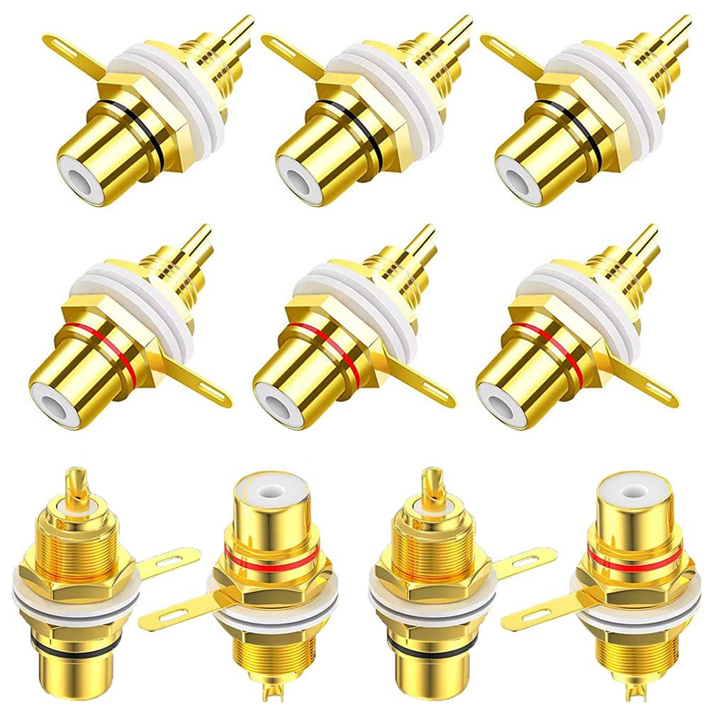 Greluma 6 Piezas Adaptador de Cable RCA a Altavoz, Altavoz de Subgraves, Phono RCA Macho a AV, 2 Terminales de Tornillo, Vídeo, Audio, Resorte, Tipo de Presión, Balun para CCTV — view 8