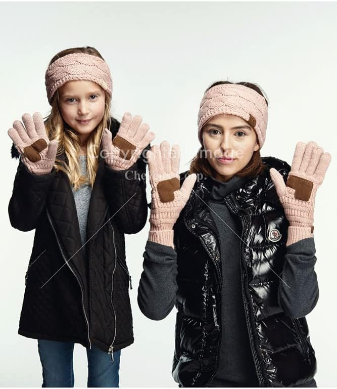 ScarvesMe 3pc Kids Winter Soft Knit Ponytail Messy Bun Beanie Gloves Scarves Set