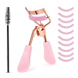 Eyelash Curler Kit Metal Eye Lashes Curler，Professional Makeup Tool with Built-in Comb Eye with 10 Replacement Refill Pads Get Dramatically Curled Eyelashes for Women Girl (Pink)