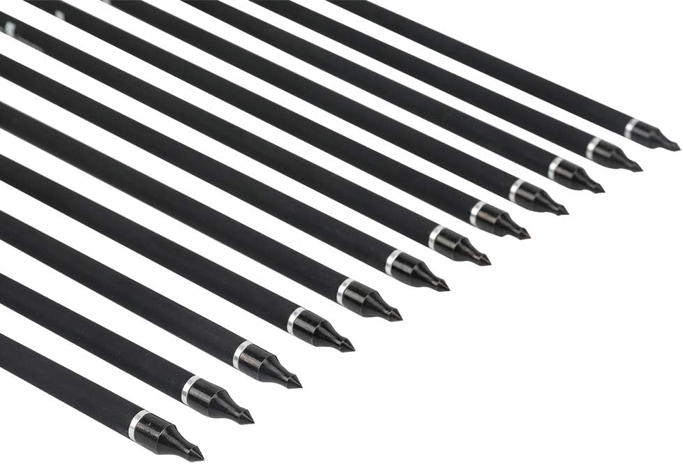 PG1ARCHERY Carbon Crossbow Bolt, 20 Inch Archery Crossbolt Arrows Fletched 4 Inch Vane with Replaceable Field Points Tips (12 Pack) Black White : Sports & Outdoors