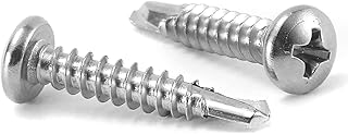 SG TZH Sheet Metal Screws 100Pcs 410 Stainless Steel Pan Head Fast Self Tapping Screws by #10 X 1" Silver