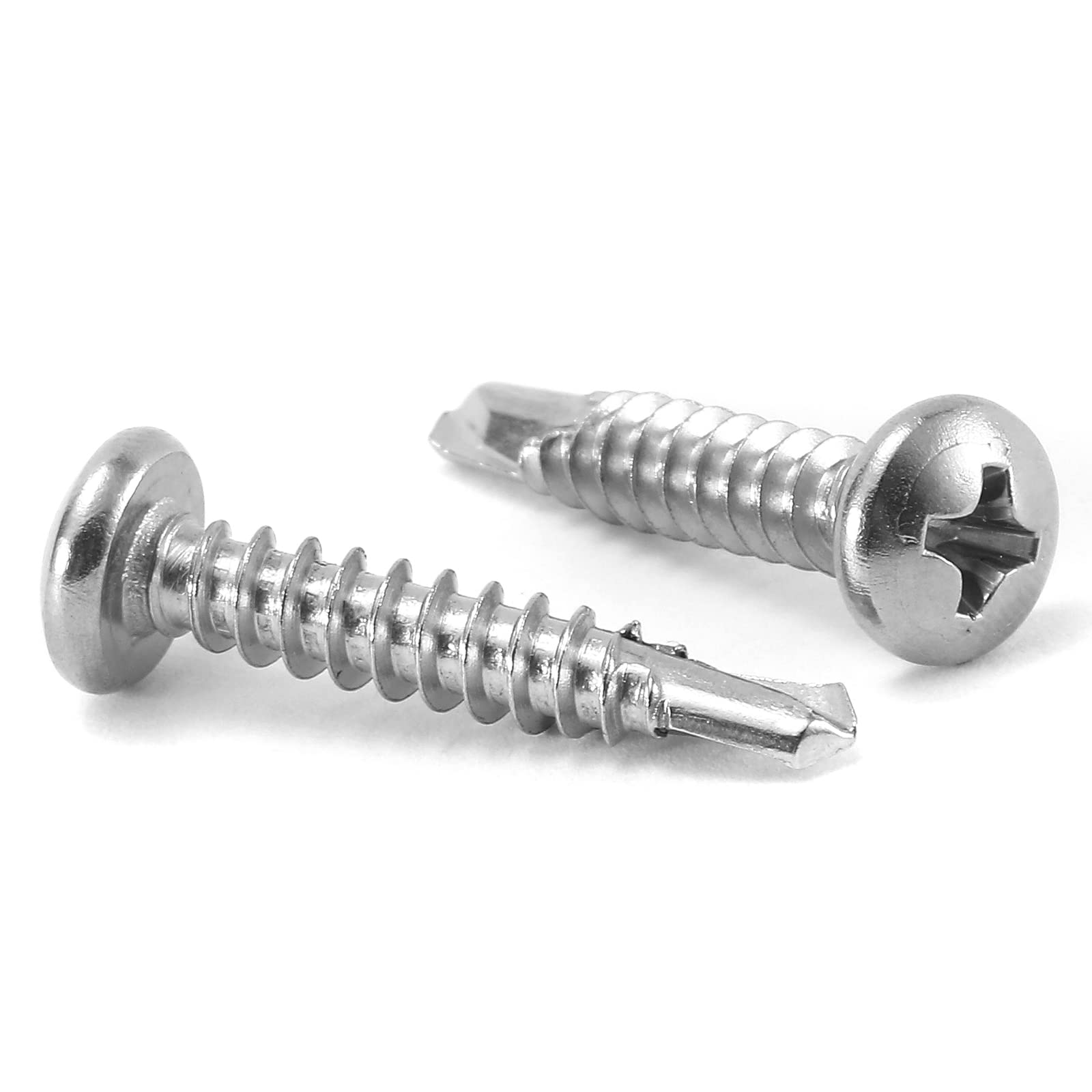 #10 x 1" Sheet Metal Screws 100Pcs 410 Stainless Steel Pan Head Fast Self Tapping Screws by SG TZH