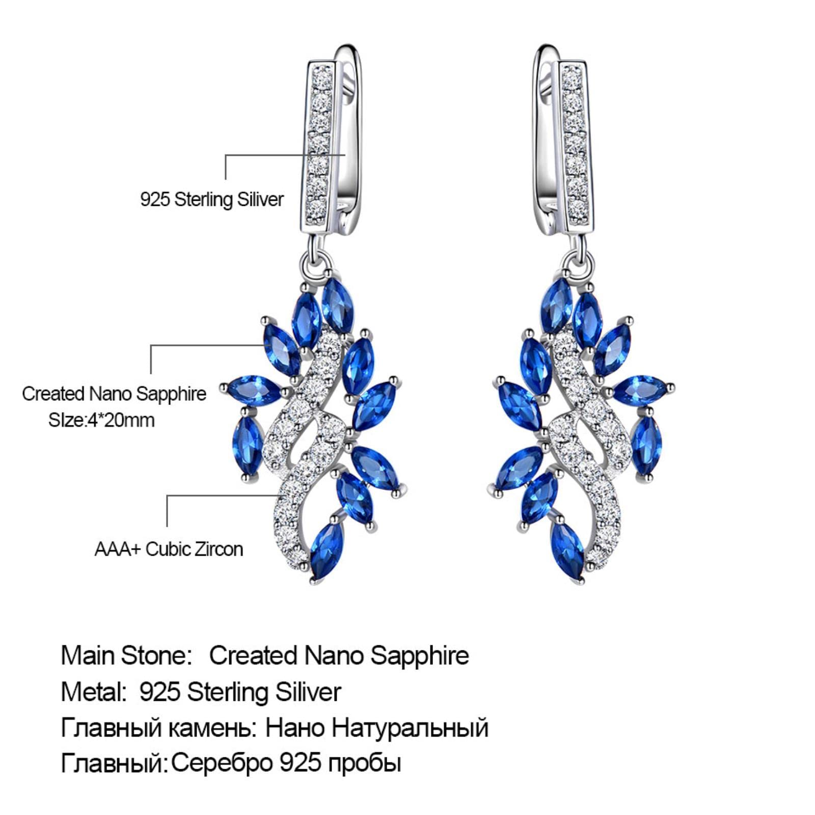 SALAN Pendientes De Clip Coreanos De Plata De Ley 925 Auténticos, Pendientes De Piedras Preciosas De Zafiro Creados para Mujeres, Regalo De Boda, Joyería Fina
