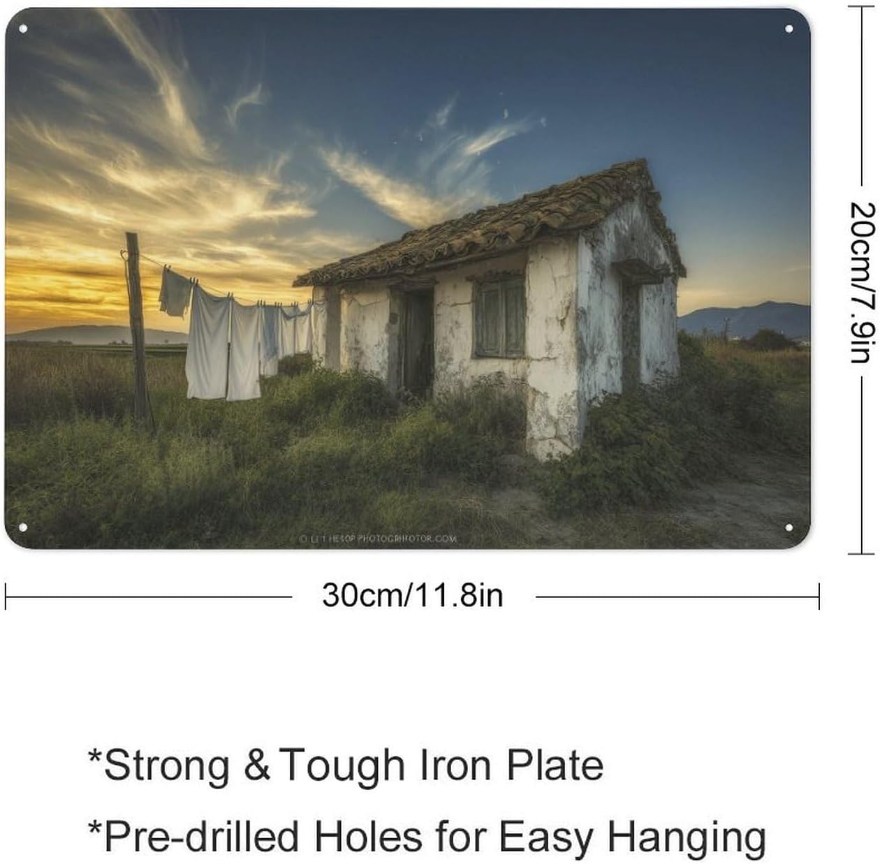 MLXFCGA Outdoor Clothes Drying Rack, Dilapidated House, Rural Art Poster (7) Modern Home Wall Decoration Art Metal Tin Poster20x30cm image 2