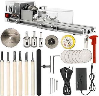 OPHIR Mini Lathe Machine, Wood Lathe Milling Machine, 100W DIY Wood Working CNC Lathe Tools Accessories for Wood Polishing, Grinding, Cutting and Milling, 24V DC