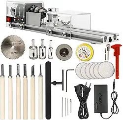 OPHIR Mini Fresadora de Torno de Madeira DIY Madeira Trabalho CNC Mini Ferramentas de Torno de Madeira 100W 24V