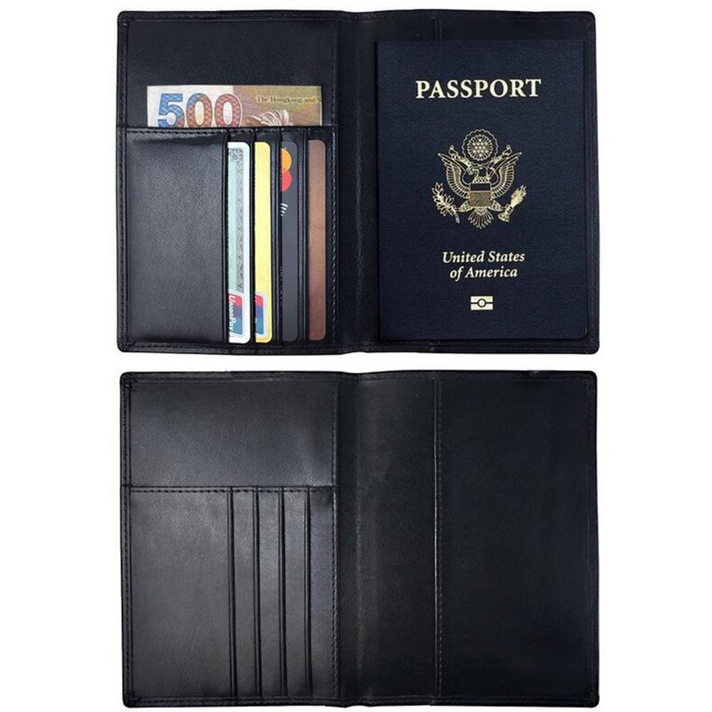 Funda tipo cartera de viaje con bloqueo RFID para pasaporte de fibra, Juego de 5 (negro), 15.2x10.5x0.5cm, como se muestra en la