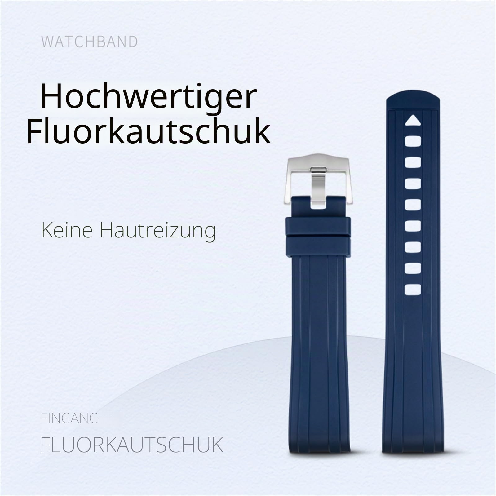 TOPBD Für Omega Seamaster 300 Taucherarmbänder mit Dornschließe, 20 mm, gebogenes Ende, hochwertiges Fluoro-Gummi-Uhrenarmband, FKM Herrenuhrenarmbänder