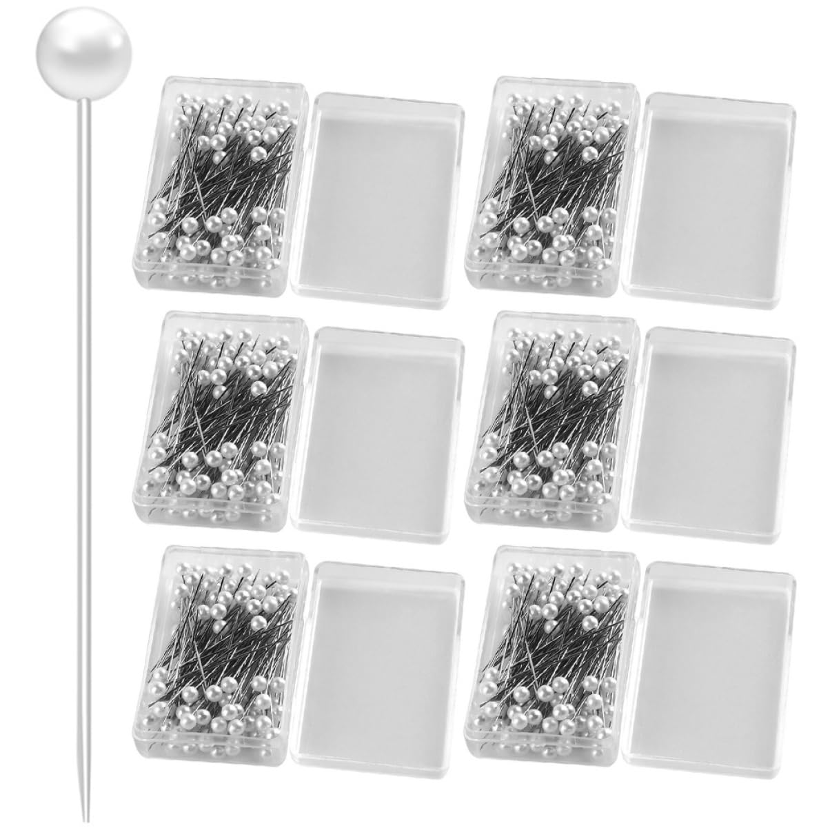 Veemoon 600Pcs Pearl Head Straight Pins for Quilting and Sewing Plated Sewing Pins for Crafts Knitting Crochet and Wedding Decor