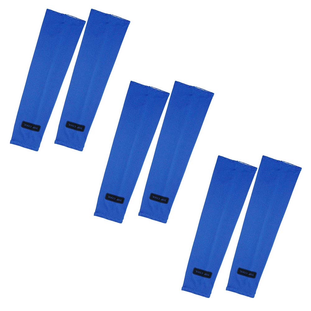 Top Cool Men's Blue Uv Cover Sun Protective Skin Cool Arm Toshi Sleeve 3 Pairs (Blue)